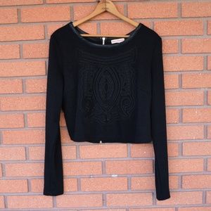 3/$20 Dani Collection Black L/S embroidered crop